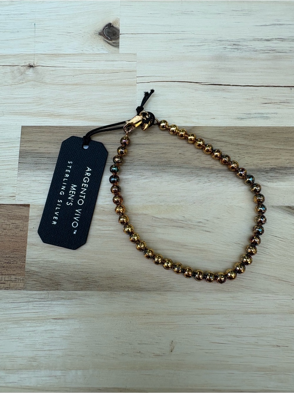 Argento Vivo Sterling silver Gold-Tone Men's Beaded Bracelet